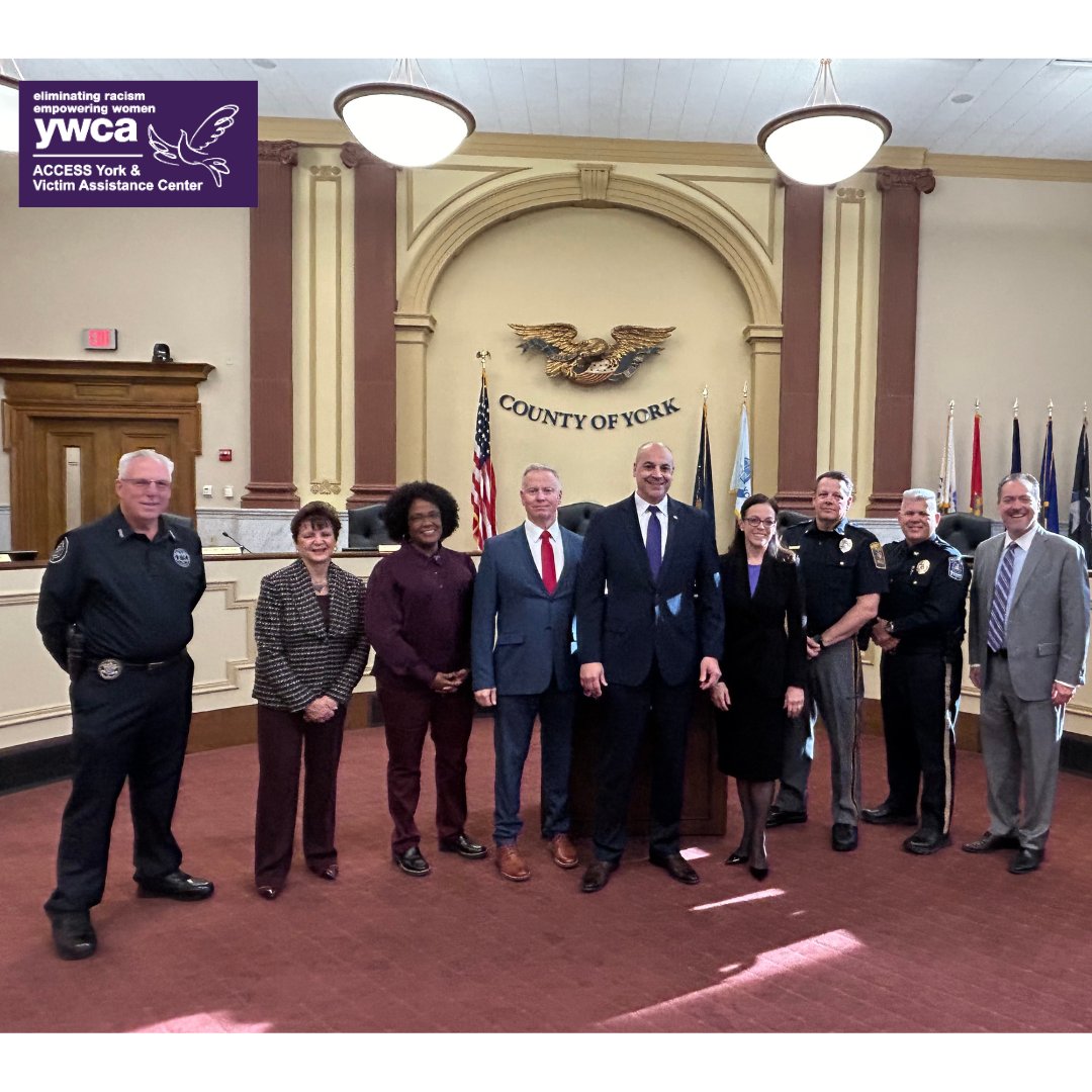 YWCAYork's tweet photo. Our CEO, C. Kim Bracey @MsKimBracey  joined District Attorney Dave Sunday @DaveSunday_ and key collaborative stakeholders during Domestic Violence Awareness Month, as they shared about progressive updates pertaining to victim services. @yorkcounty_da https://t.co/h9RpYFGyWQ