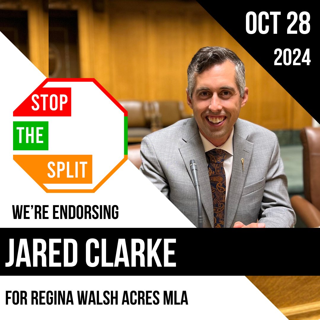 🟠We’re endorsing Jared Clarke of the <a href="/Sask_NDP/">Saskatchewan New Democrats</a> for Regina Walsh Acres to #UniteTheVote and #StopTheSplit on October 28!

Jared is best positioned to defeat Scott Moe’s candidate and will fight for #ReginaWalshAcres.

#cdnpoli #skpoli #MoeMustGo