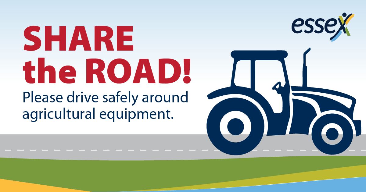 As we enter harvest season, we'll see an increase in farm equipment on our roads. Please remember to drive with caution and be mindful of our hardworking farmers and their equipment.

Let’s work together to ensure everyone stays safe on our roads this season.
