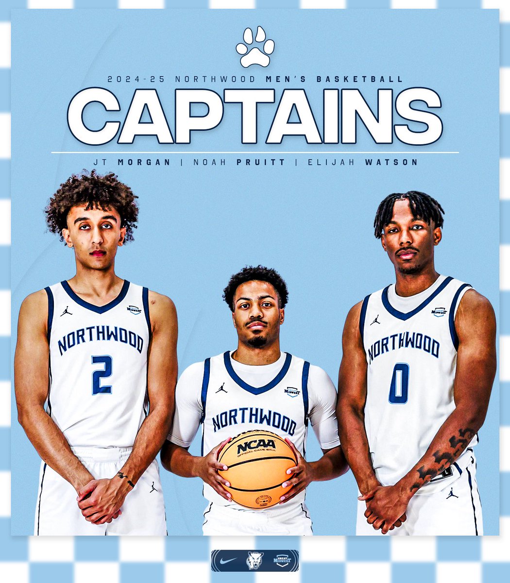 Northwood Fans… meet your 2024-25 Team Captains!

JT Morgan - Graduate student from Detroit, MI
Noah Pruitt - Senior from Okemos, MI
Elijah Watson - Graduate student from Chicago, IL
