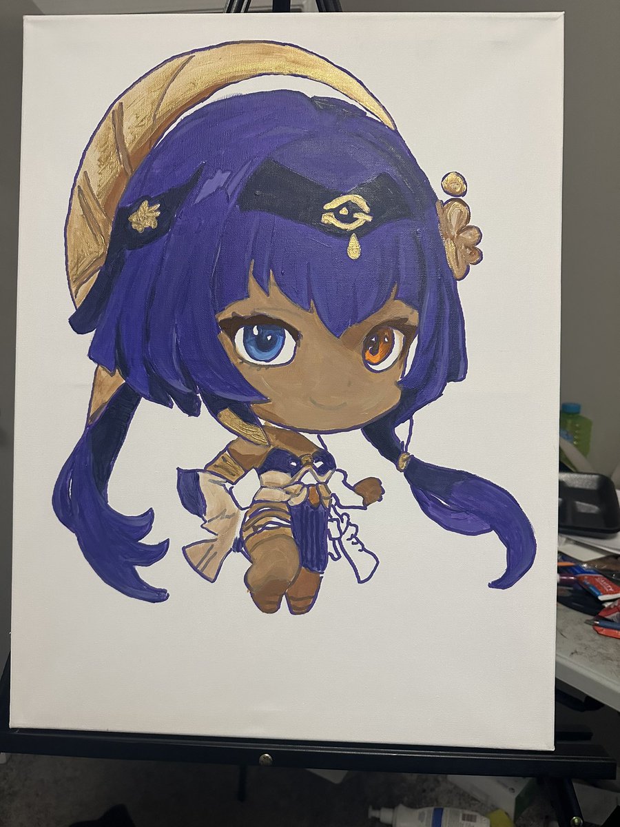 Im_Artisticflow's tweet image. Been working on this #Chibi #Candace #GenshinImpact #AcrylicPaint