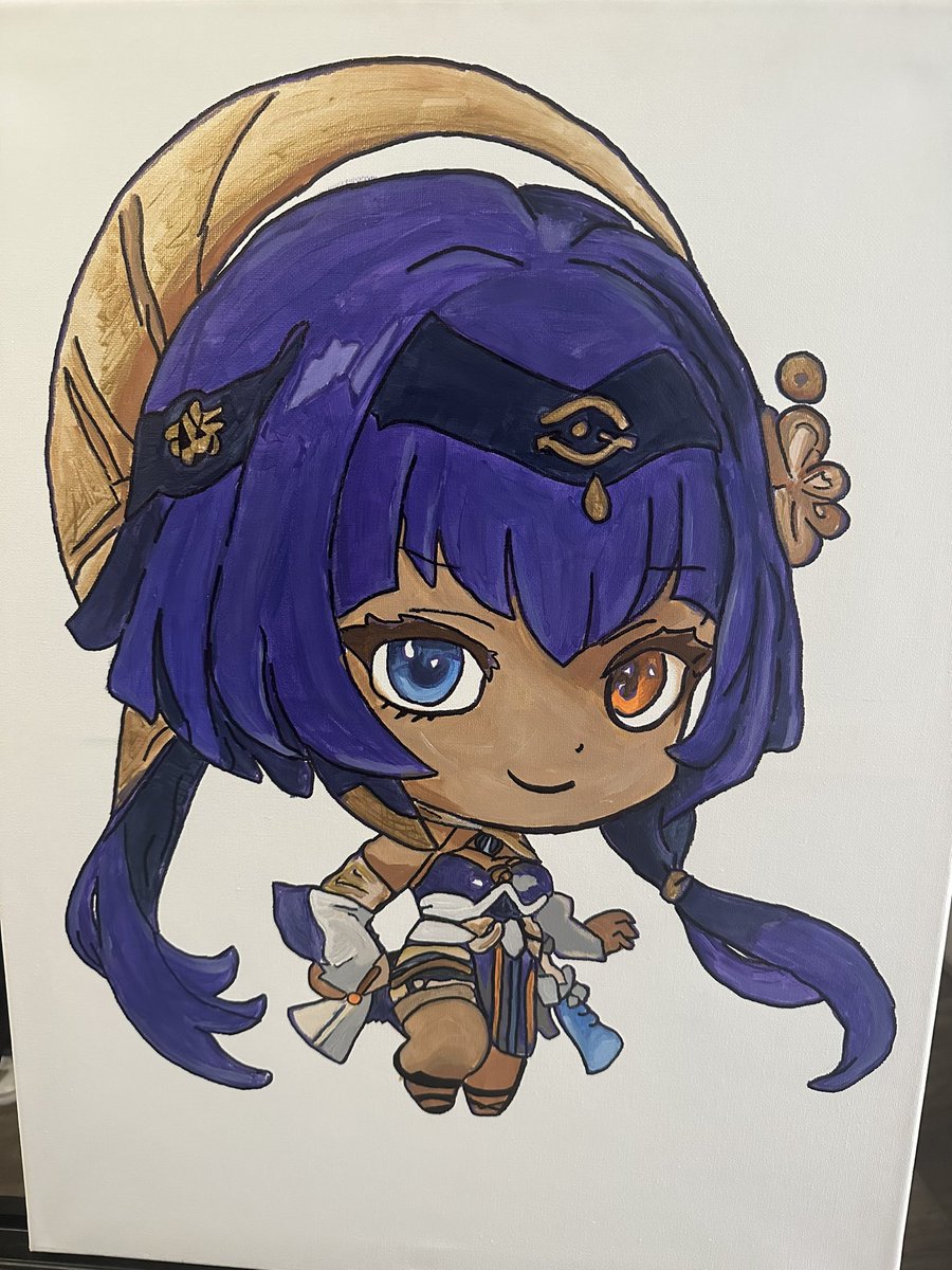 Im_Artisticflow's tweet image. Been working on this #Chibi #Candace #GenshinImpact #AcrylicPaint