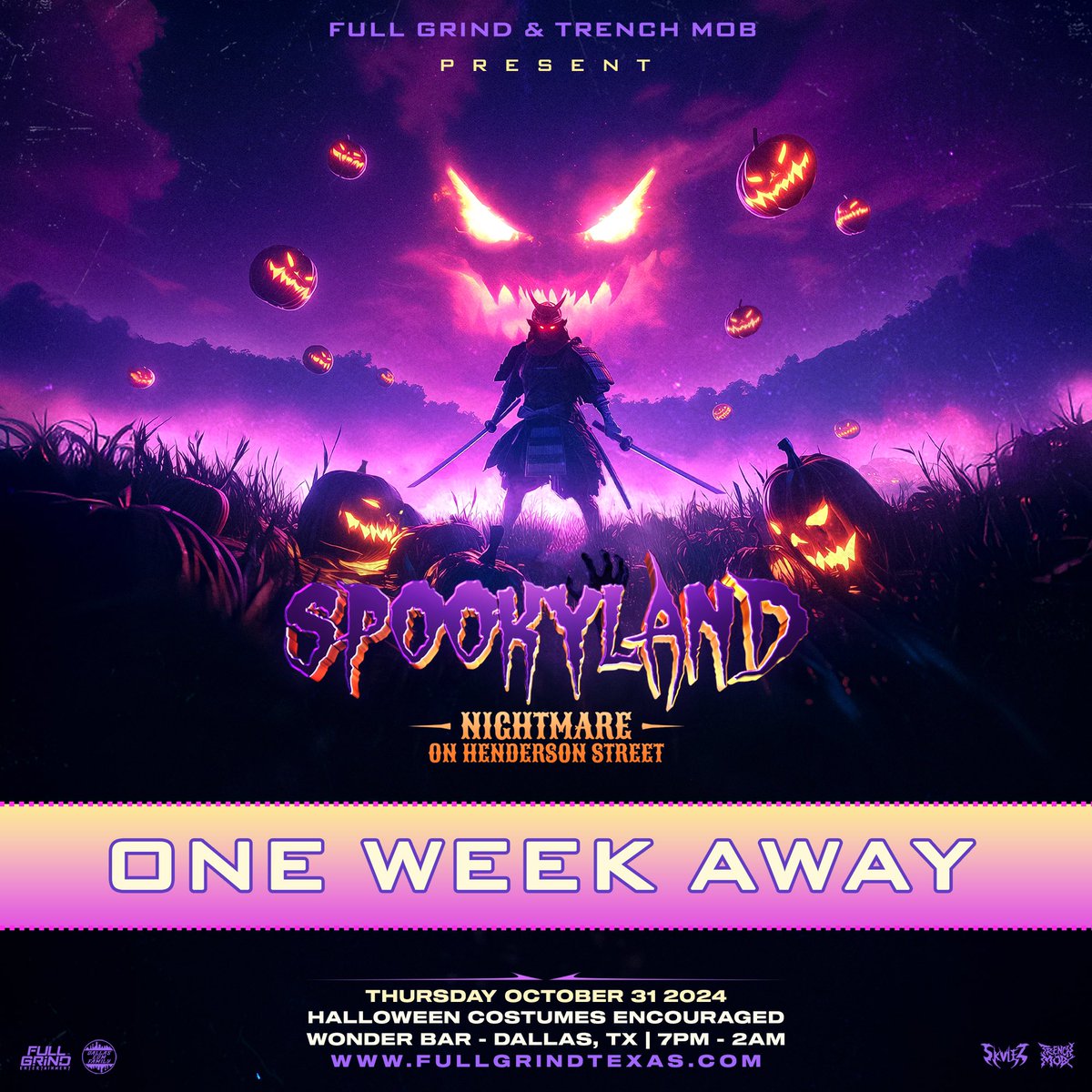 SpookyLandTX's tweet photo. Hey pookies!  👻 We’re ONLY ONE WEEK away from #SpookylandDallas 🕸️ Who’s ready for @hostagesituationofficial @justmenickp @skvlez @gonerude @hazea.dj @alison.ruby @jakephong @djyungbuck @mysticwubz 🎃🧟‍♂️🔮🕷️🔥 https://t.co/dE7NbRI8jo