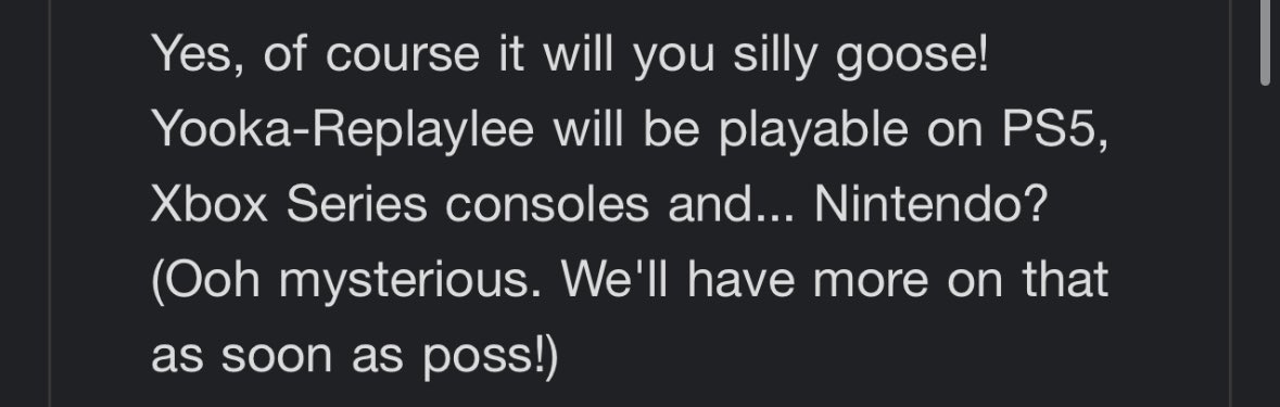 Luke51500's tweet photo. @GamesCage_ I’m an original back for this game and they sent us an email which said this. Nothing particularly interesting but I think it’s the first company to acknowledge the new console that isn’t Nintendo https://t.co/zlPE62xKn1