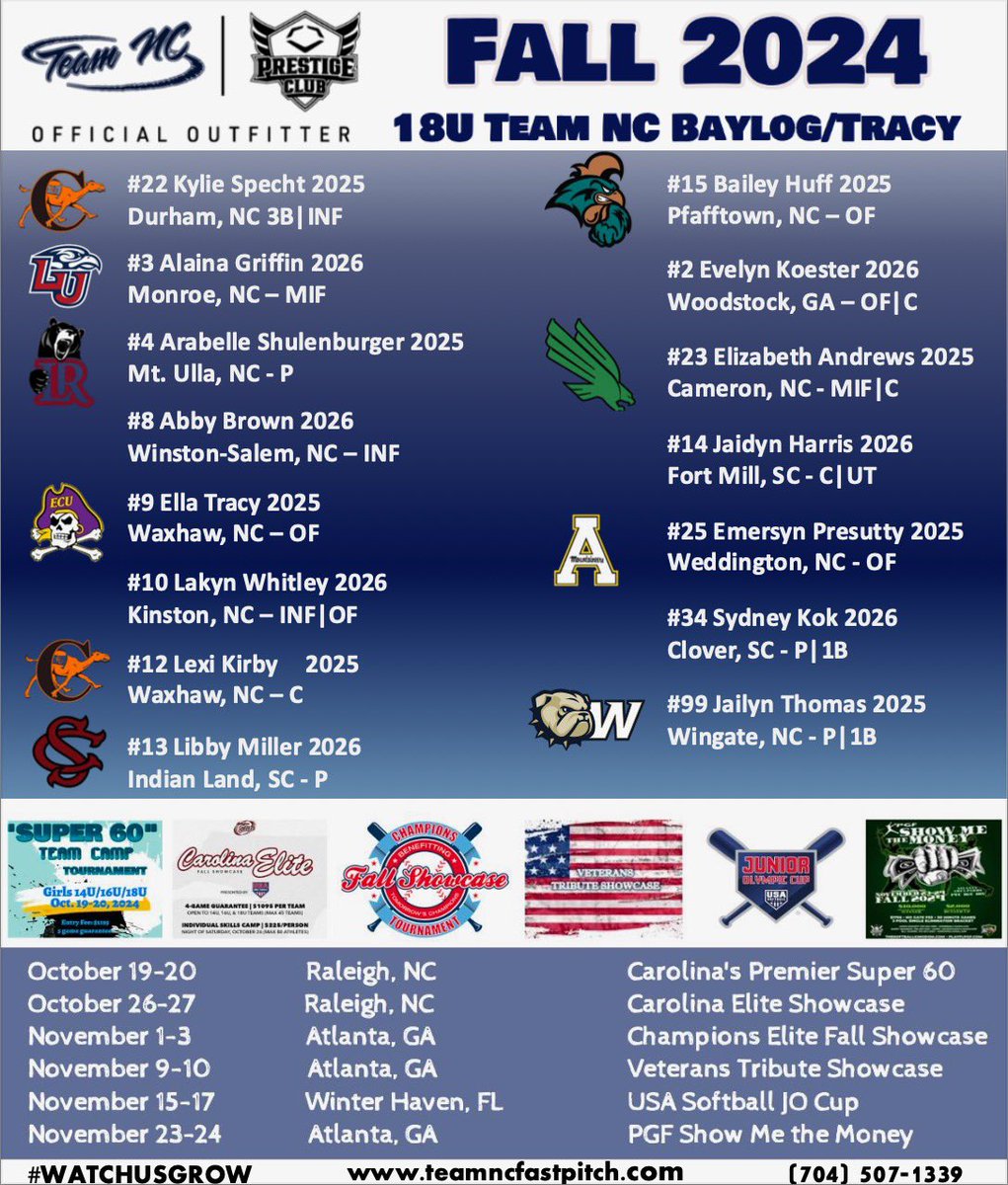 Back in Raleigh NC this weekend for the Carolina Elite Classic! Follow us live on our GameChanger channel &amp; on our FB page for schedule &amp; score updates. Schedule ⬇️ 🥎
#watchusgrow