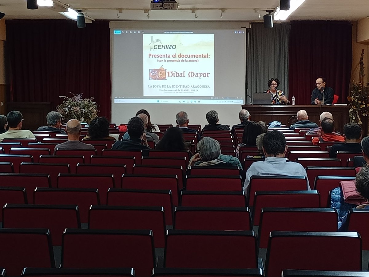 cehimo's tweet photo. Hoy hemos disfrutado de un excelente documental sobre El Vidal Mayor, libro donde se recogen los fueros de los pequeños territorios que formaban el Reino de Aragón en el siglo XIII. Gracias a Isabel Soria, a @iea_huesca por la propuesta y a @AytoMonzon por colaborar con #CEHIMO https://t.co/zzvg5Yepa9