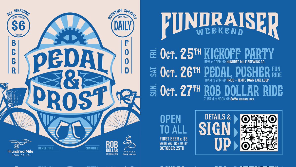 facebook.com/share/p/EkViUf…
Pedal and Prost Weekend Events start up tomorrow Friday night <a href="/HundredMileBrew/">Hundred Mile Brewing</a>

Follow the link or click on QR code. 

<a href="/crafty_devils/">crafty devils</a> <a href="/SotDPodcast/">Speak of the Devils</a> <a href="/CactusSportsAZ/">Cactus Sports</a> <a href="/TheVABC/">Valley Athletic Booster Club</a> <a href="/tempebarstool/">Barstool ASU</a> <a href="/PHNX_SunDevils/">PHNX Sun Devils</a>