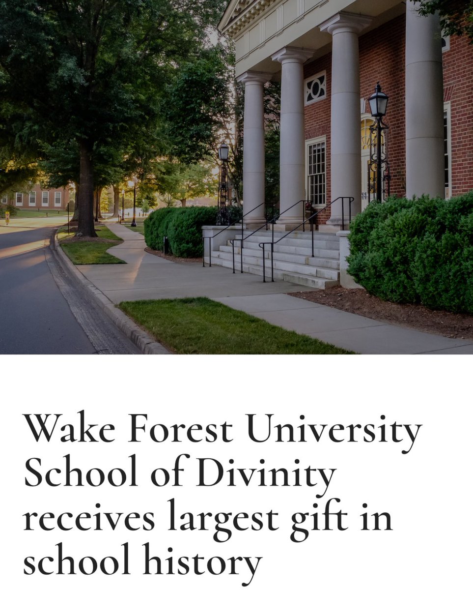 As a university deeply committed to #ProHumanitate, this gift helps to ensure that <a href="/WakeDiv/">Wake Forest University School of Divinity</a> will continue to advance innovative,  interdisciplinary graduate theological education that will enable faith leaders and professionals to make significant contributions to society

Read