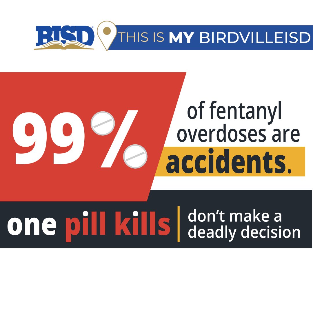 It's Red Ribbon Drug Awareness week in Birdville ISD❣️

Fentanyl is a serious threat to our children’s safety. Educate yourself about the risks and signs of fentanyl use and have conversations with your kids about the dangers. Learn more at: txopioidresponse.org/fentanyl