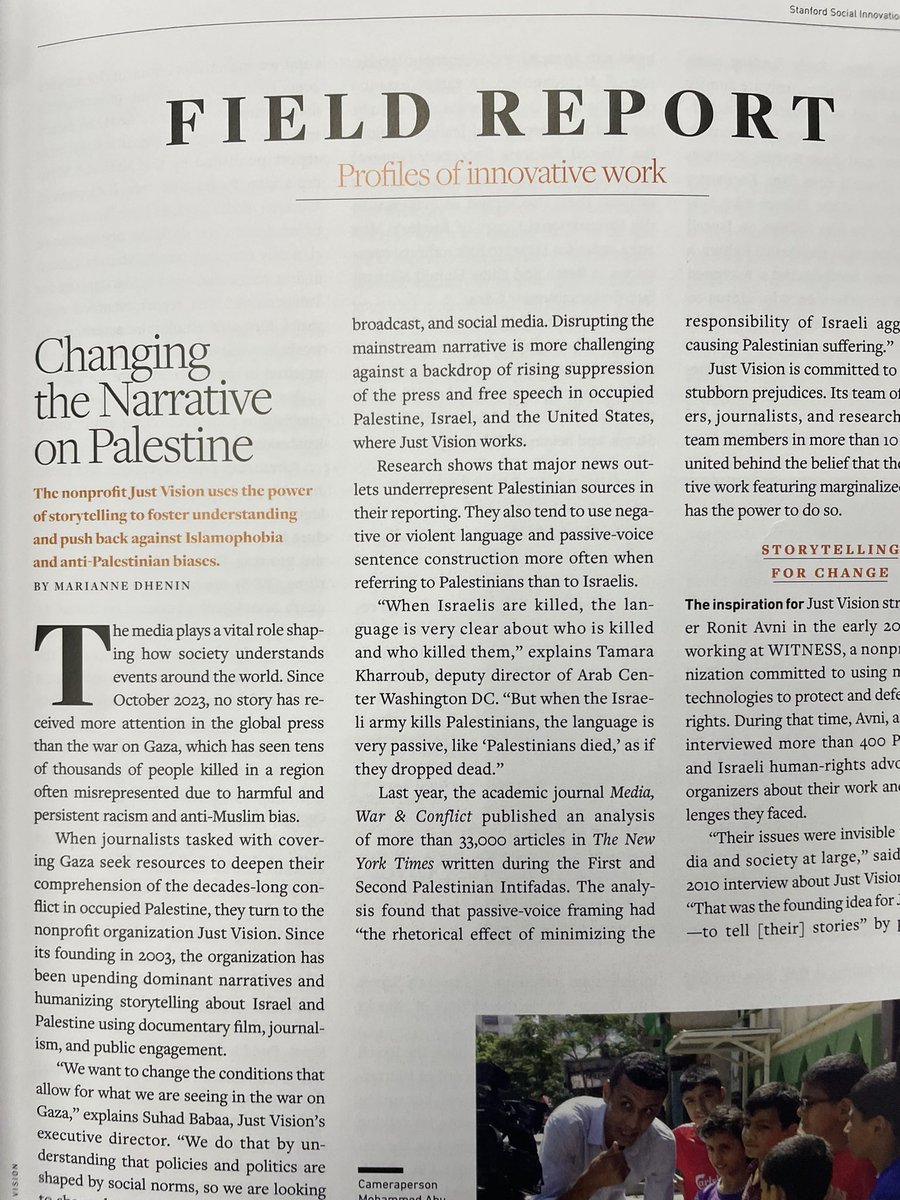 Nadia Naviwala (@nadianavi) on Twitter photo ‘We want to change the conditions that allow for what we are seeing in the war on Gaza…. The narrative has long been entrenched in Islamophobia and anti-Palestinian racism which affects who is interviewed and how stories are told.’ - piece on <a href="/JustVisionMedia/">Just Vision</a> in <a href="/SSIReview/">Stanford Social Innovation Review</a> ‘We want to change the conditions that allow for what we are seeing in the war on Gaza…. The narrative has long been entrenched in Islamophobia and anti-Palestinian racism which affects who is interviewed and how stories are told.’ - piece on <a href="/JustVisionMedia/">Just Vision</a> in <a href="/SSIReview/">Stanford Social Innovation Review</a>