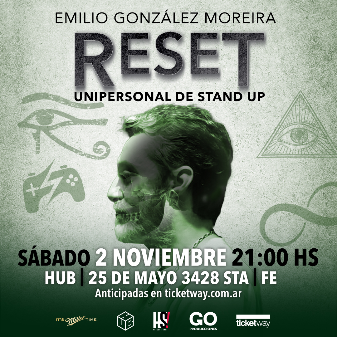 RESET - Unipersonal de Stand Up
📅Sábado 02 de Noviembre - 21Hs
📍HUB - 25 de Mayo 3428
 🎟️ticketway.com.ar