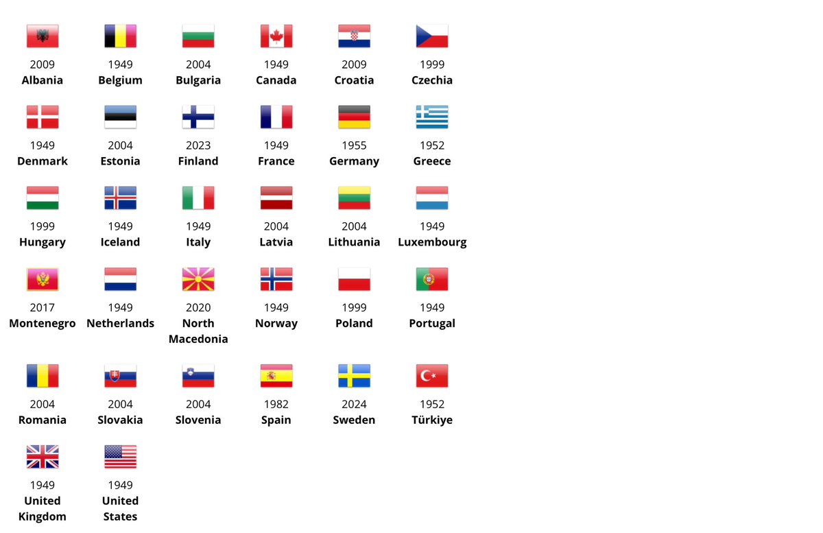 Gasenchi's tweet photo. If you come from one of these countries and are American citizen, you country it’s people is at risk if trump wins. 

Complete list of NATO Countries https://t.co/l6YM7ty6n6