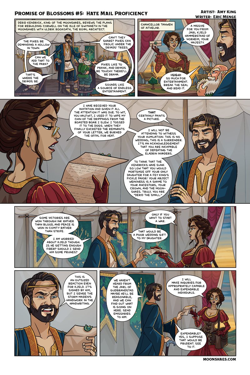 Promise of Blossoms #5: Hate Mail Proficiency 
This teases the <a href="/baldmangames/">Baldman Games</a> Moonshae adventure "Mountain Queen" by <a href="/DarkplaneDM/">Graham Ward ✍️ Hundred Dungeons</a>. 
Art by <a href="/sephiramy/">King 👑 Amy</a>; words by me.
Coming soon to the DM's Guild!