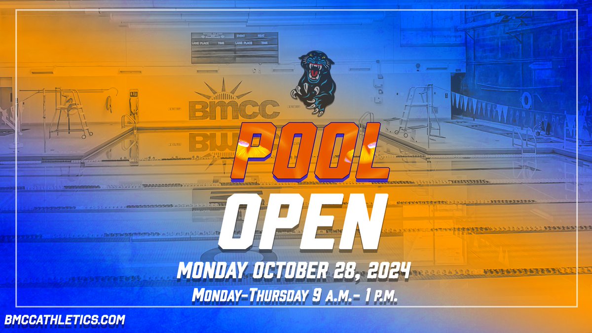 BMCC Athletics (@bmccathletics) on Twitter photo ๐โโ๏ธ๐โโ๏ธ ๐ท๐๐๐ ๐ผ๐๐
๐๐๐ ๐โโ๏ธ๐โโ๏ธ
The <a href="/BMCCAthletics/">BMCC Athletics</a> pool will reopen next Monday October 2๏ธโฃ8๏ธโฃth and will be open Monday-Thursday from 9๏ธโฃ a.m. until 1๏ธโฃ p.m.
#StartHereGoAnyWhere | <a href="/bmcc_cuny/">BMCC</a> | <a href="/BMCC_OSA/">BMCC's Office of Student Activities</a> ๐โโ๏ธ๐โโ๏ธ ๐ท๐๐๐ ๐ผ๐๐
๐๐๐ ๐โโ๏ธ๐โโ๏ธ
The <a href="/BMCCAthletics/">BMCC Athletics</a> pool will reopen next Monday October 2๏ธโฃ8๏ธโฃth and will be open Monday-Thursday from 9๏ธโฃ a.m. until 1๏ธโฃ p.m.
#StartHereGoAnyWhere | <a href="/bmcc_cuny/">BMCC</a> | <a href="/BMCC_OSA/">BMCC's Office of Student Activities</a>