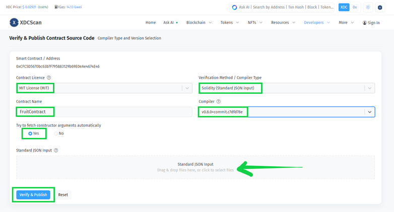 IvanOpenscan's tweet image. Verifying your smart contract on #XDCNetwork is crucial for security and transparency. Learn how to do it through @XinFin_Official - #XDCScan powered by @BlocksScan using Standard Input JSON in this detailed guide. 📑

xdc.dev/blocksscan/how…

#OpenScan #smartcontract #explorer