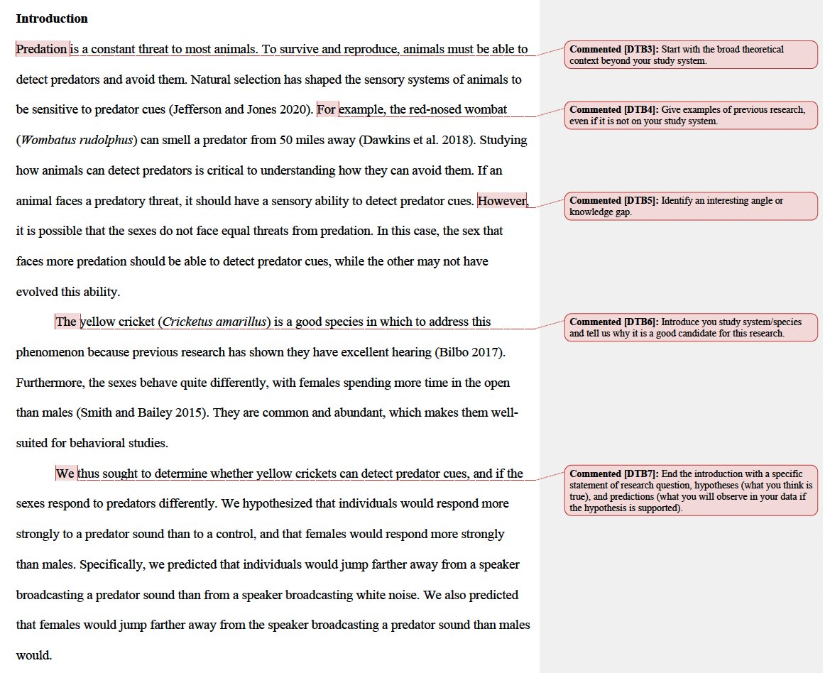 evornithology's tweet image. The more I teach science writing, the more I find that students best learn the basics when they have a concise example to follow. Here's my streamlined version of the ideal empirical paper, annotated with 14 important points. Let me know what you think. What should I change?