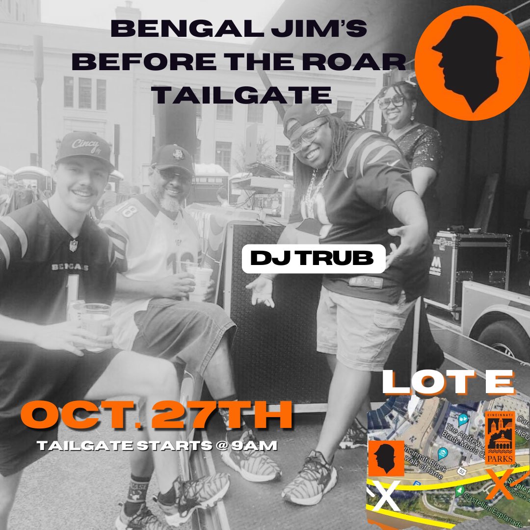 TrubMuzik's tweet photo. Issa Whiteout This Sunday ❄️❄️❄️! Make sure you slide down @bengaljims_BTR and get your Who Dey on!
S/N: Yes we had on the same shoes! 🤣🤣
#whodey #cincinnatibengals #whiteoutgame⚪️⚪️⚪️ #bengaljimsbtr #djlife https://t.co/h4K1cnAXip