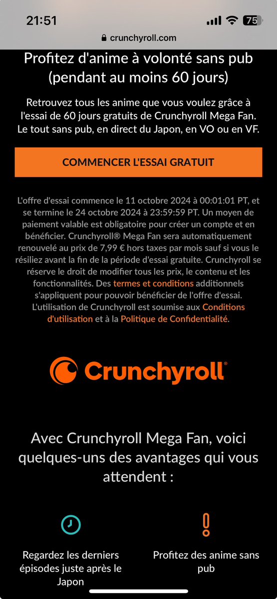 pax_gr's tweet photo. Y a erreur @Crunchyroll_fr 
Offre valable jusqu’au 24/09 à 23h59 et cela ne fonctionne pas !! 😡
On fait comment ? #probleme #mangas #lescomptessontpasbons https://t.co/W9kw9xXyvC