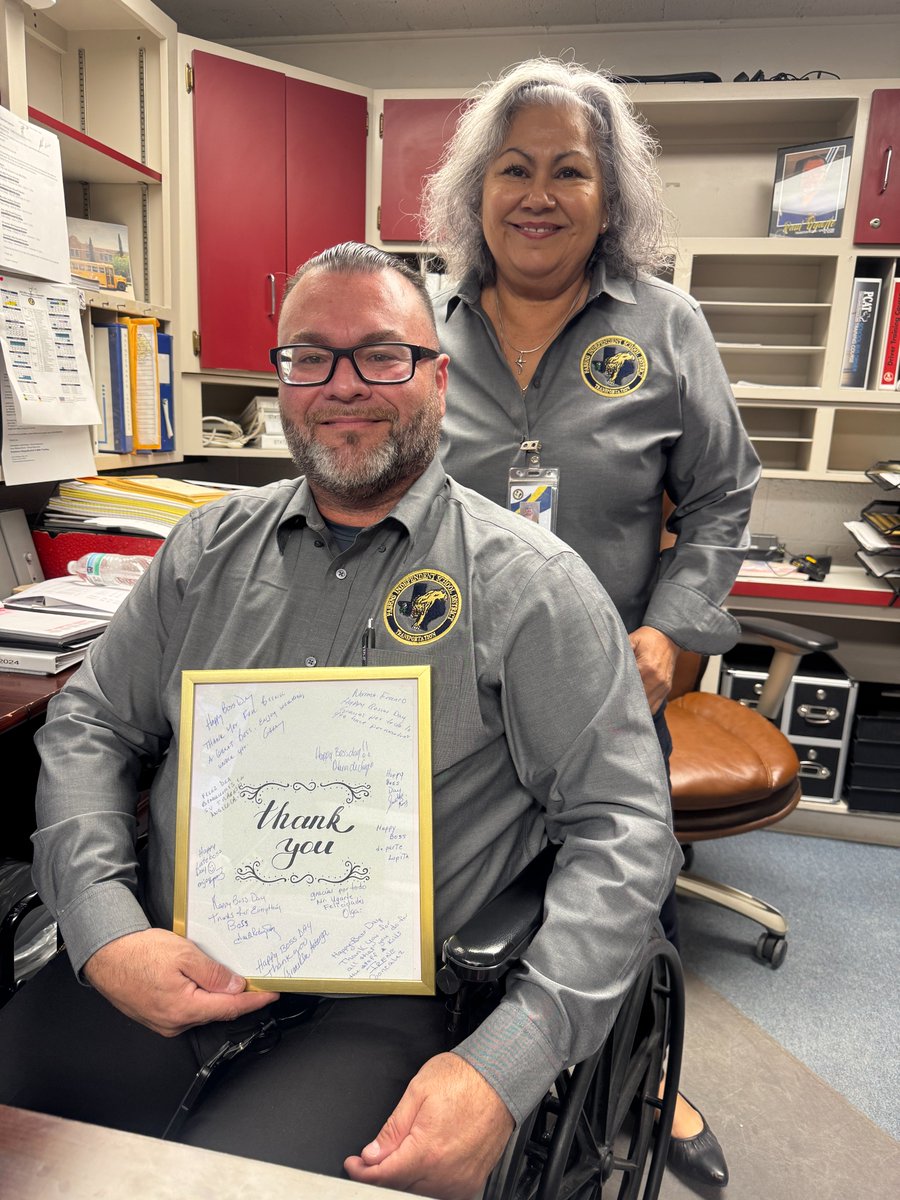 FabensISD's tweet photo. The transportation department recognized their supervisor for Boss's Day during School Bus Safety Week, which was also observed in October. 

#SmallTownTough https://t.co/U4antjXInf
