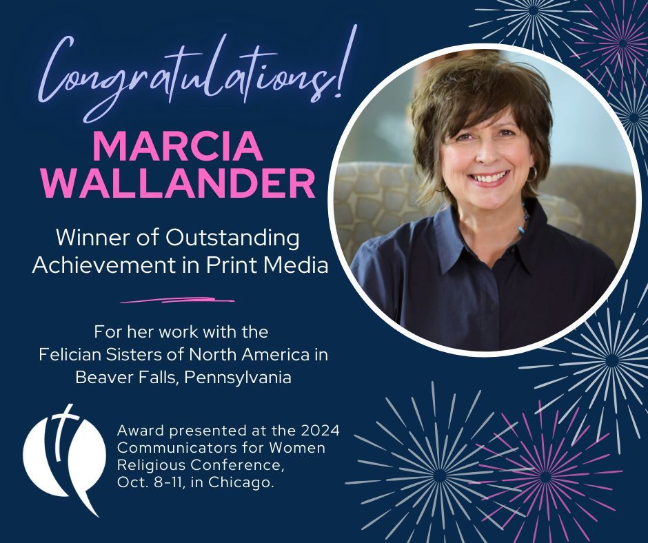 🏅 Celebrating Marcia Wallander for her Outstanding Achievement in Print Media at #CWR2024! 📚
Her dedication to the Felician Sisters of North America in Pennsylvania has enriched our understanding and appreciation of religious life.
#CommunicatorsForChange #AwardWinners
