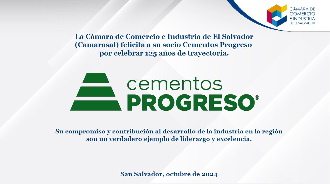camarasal's tweet image. #Camarasal celebra el aniversario 125 de #CementosProgreso. 

Más de un siglo construyendo la región. Que su trayectoria siga creciendo y aportando al futuro de Centroamérica.