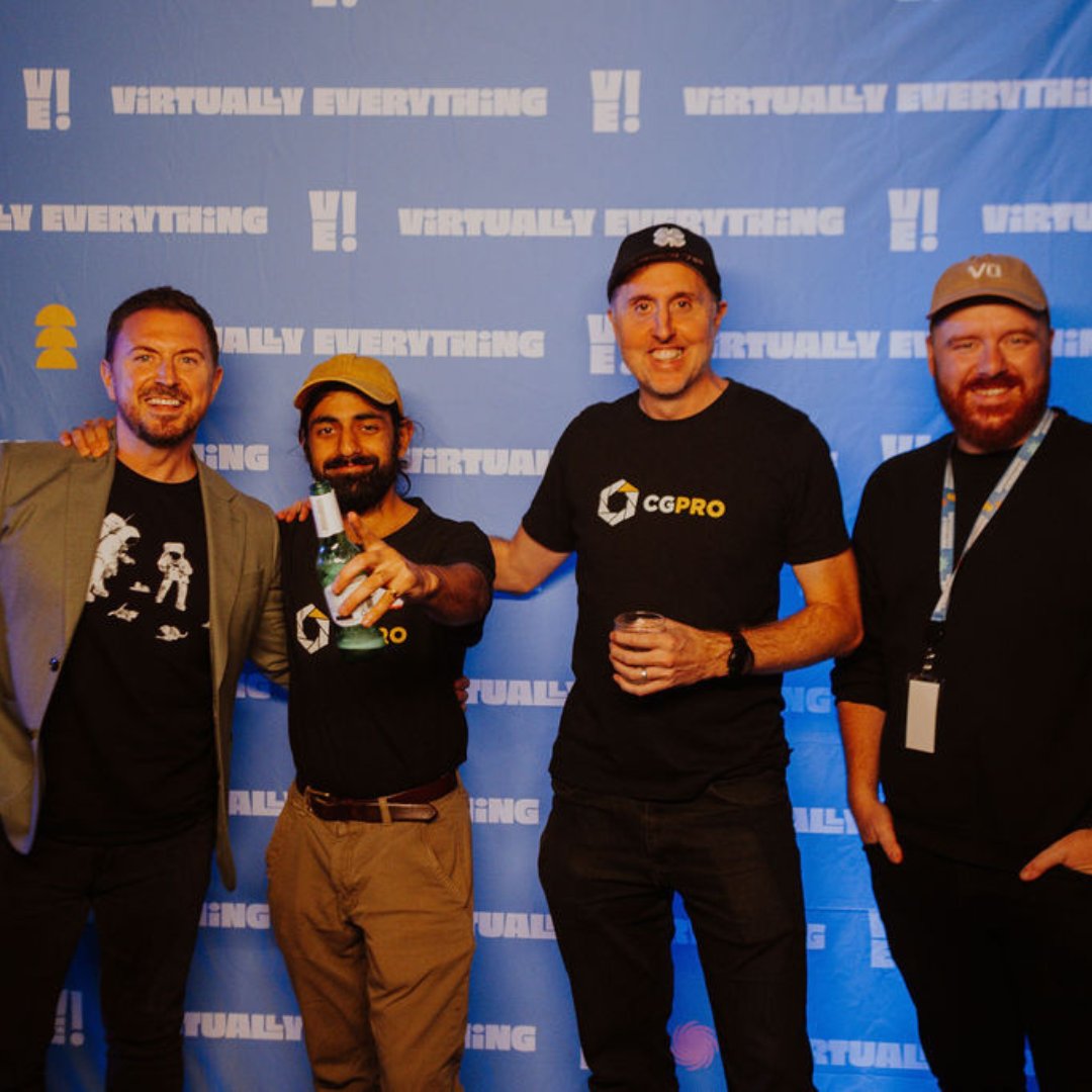 BecomeCGPro's tweet photo. Thanks everyone who saw our co-founder Edd's keynote at @vrtly_live! It was a full circle moment presenting before one of his CG heroes, Paul Debovick. Edd heard Paul speak in 1999, inspiring Edd to pursue computer graphics. Edd said "It was like opening for Metallica." https://t.co/KgTUeUpvaf