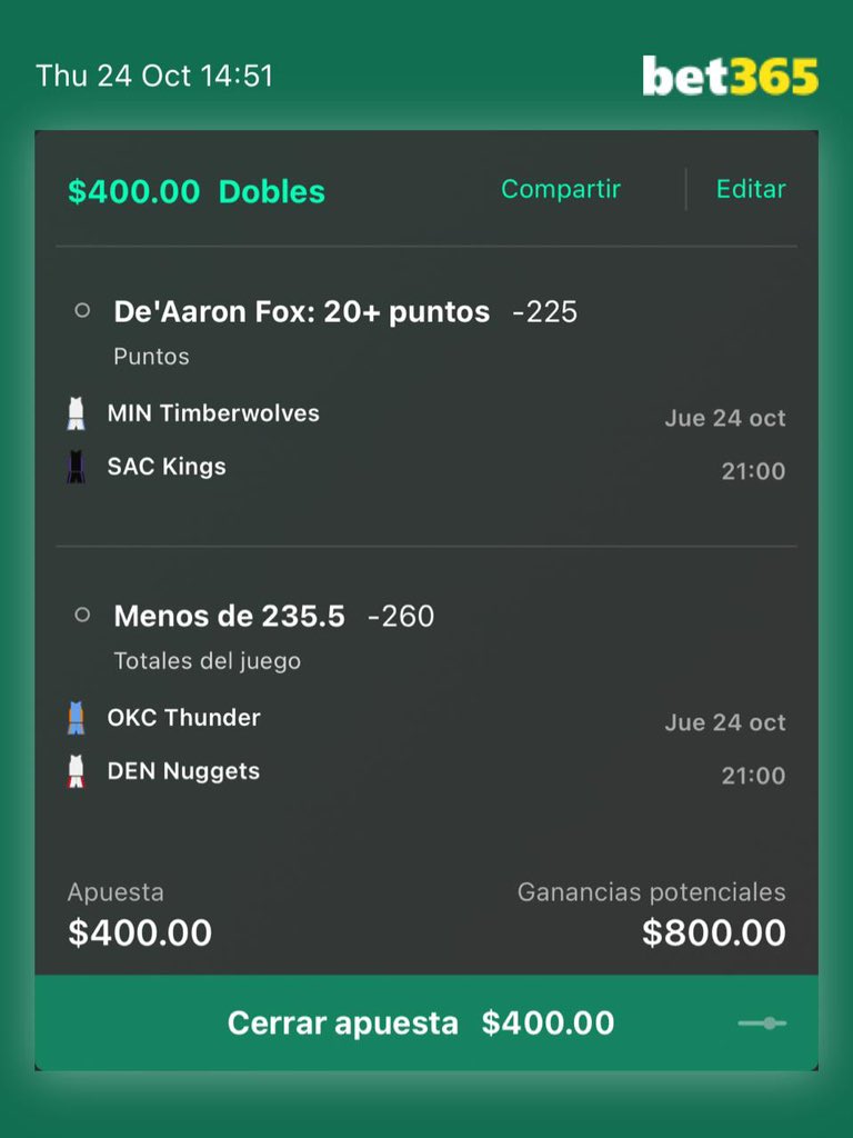 AsdePickss's tweet photo. 💥Listo el Análisis de noche de NBA💥
🧨Confianza en la estrella de Kings🧨
♠️Par de Pickas♠️
2u —> 4u ⏳

#NBA #AaronFox #Nuggets #ThunderUp #Apuestas #Picks #Deporte https://t.co/aLkyYAsPUo