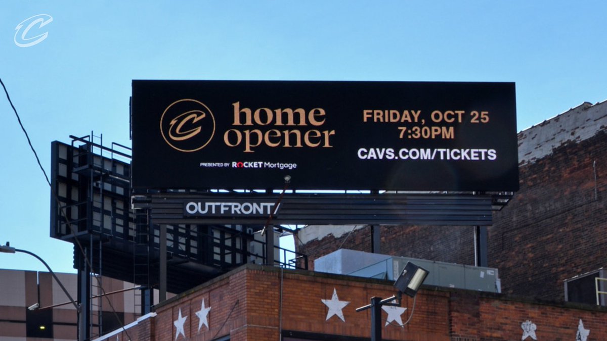 cavs's tweet photo. The city is ready for Home Opener. 👀

Home Opener presented by @RocketMortgage | #LetEmKnow https://t.co/fSTGxmFpNj
