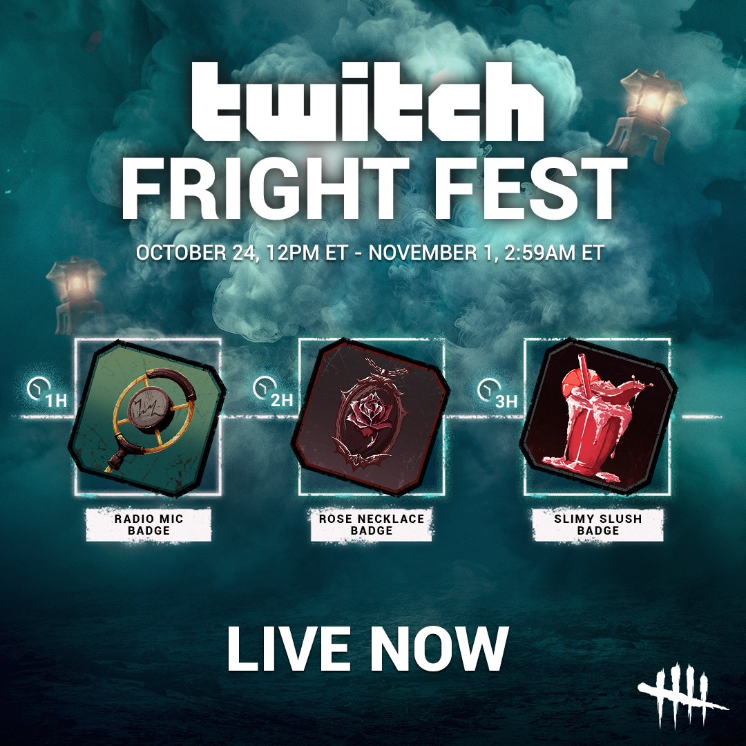 DeadbyDaylight's tweet photo. It's time to pumpkin spice things up with #TwitchFrightFest! Watch your favorite Dead by Daylight streamers to earn some Twitch Drops.

The limited-time animated Twitch chat emote, DwightDBD, will also be available to all during the week.

Learn more 🎃 https://t.co/7MuLWXdMJV
Create your account 🎃 https://t.co/XTctXjlI4k