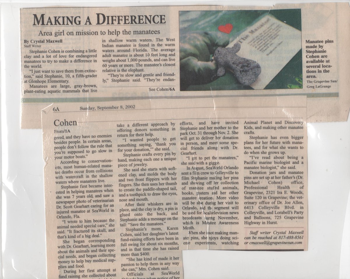 savethemanatee's tweet photo. #TBT and #Fall4Manatees staff submission by Stephanie!
When SMC staff member, Stephanie, was 8 years old, she used her creativity to make clay manatee pins to raise money for manatee conservation!
YOU can participate too!
For more info and ideas go to https://t.co/Zs8nHZKyu6 https://t.co/qmRa79XmU9