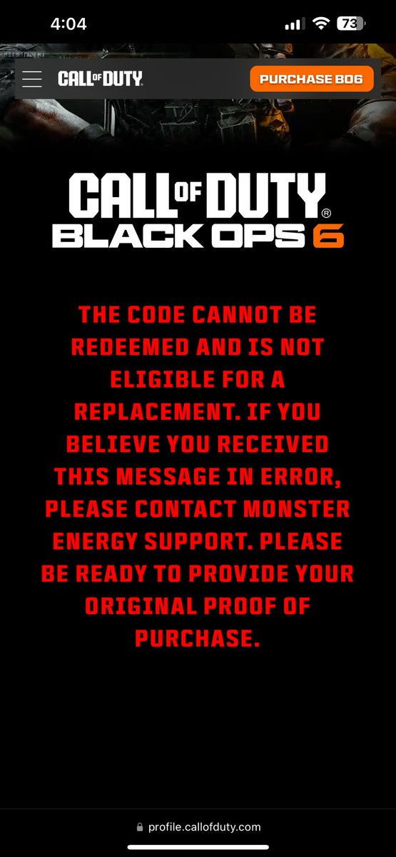 snoochgaming's tweet photo. This is the WORST Call of Duty 2XP promotion I’ve EVER experienced… @MonsterEnergy @CallofDuty get your shit together. The monster site doesn’t even allow you to upload receipts for days now at this point. Nobody should go out and buy Monster Energy as long as site is broken https://t.co/8VNzfdH0Ed