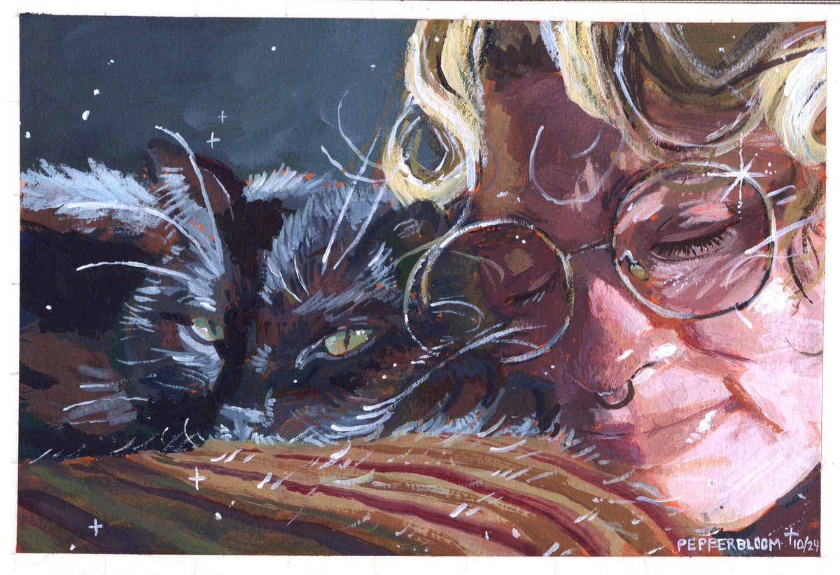 pepperbloom's tweet image. painting my wife and cat, with an update on Yousra.❤️ 
i manage Yousra's campaign &amp;amp; its finances myself. she has no social media, so it's our duty to share her fundraiser as much as we can. 
please give today! gofund.me/720bbeed
alt text for the video is in the image.