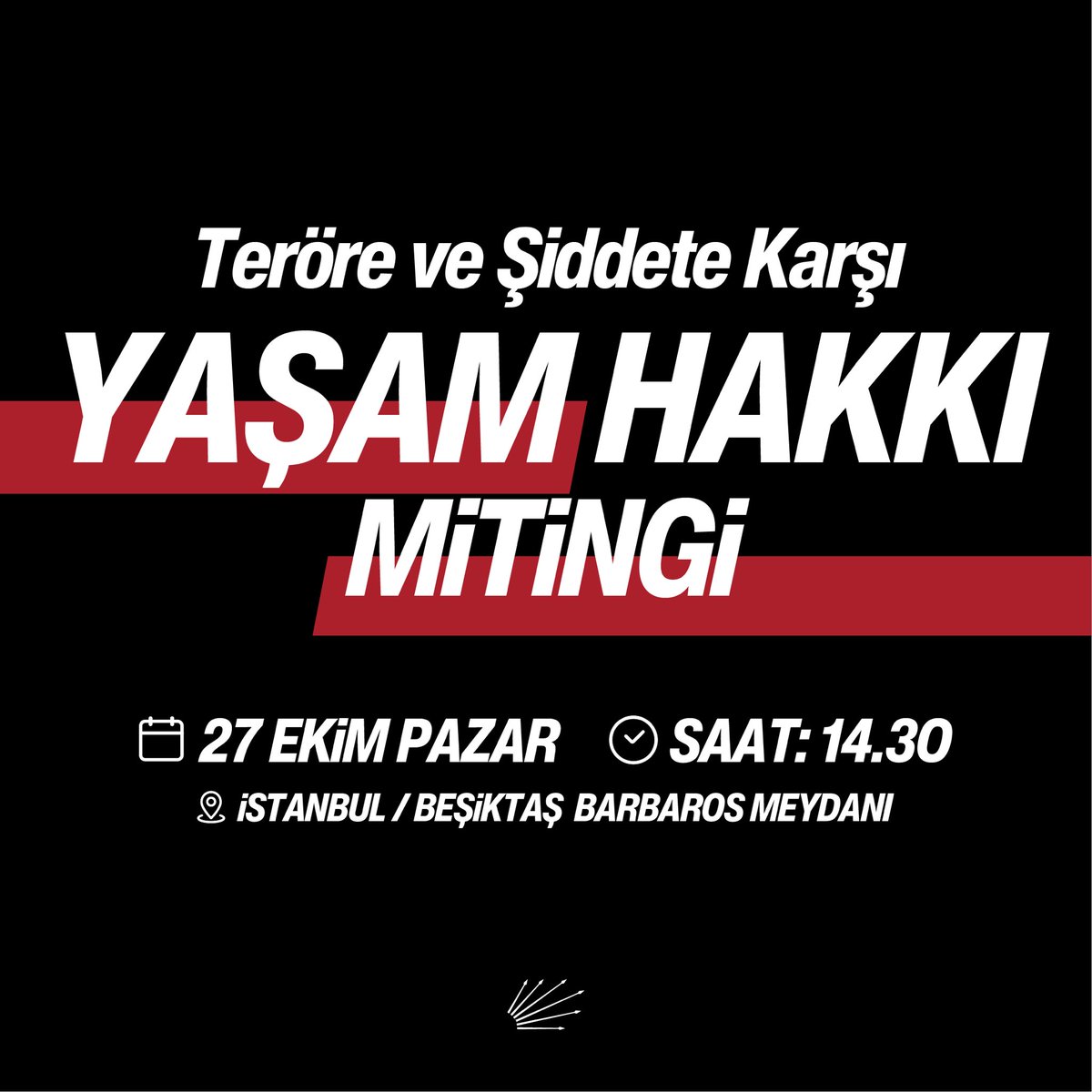 Korkmayacağız. 
Sinmeyeceğiz!

27 Ekim Pazar günü saat 14.30’da İstanbul Beşiktaş Barbaros Meydanı’nda, Teröre ve Şiddete Karşı Yaşam Hakkı Mitingi’nde buluşuyoruz. Şiddetin her türlüsüne karşı yaşam hakkını savunacağız.