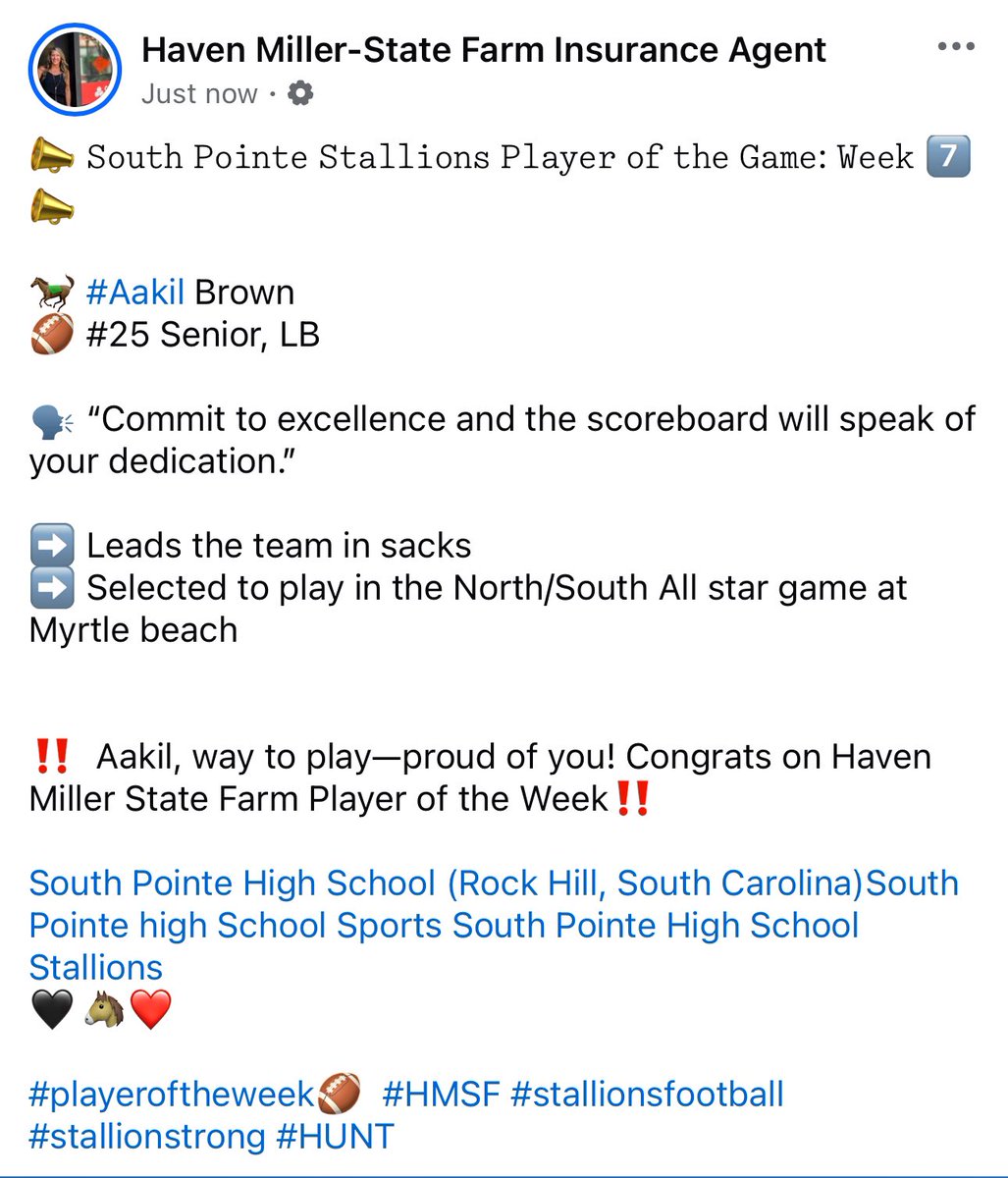 HavenMiller10's tweet photo. #HMSF Week 7๏ธโฃ #PlayeroftheGame
๐จ@AakilBrown ๐จ from @FootballSPHS โ Way to play ๐๐จ #SPvsEverybody #excellence #effort #respect #provethemwrong #blessedtobeablessing ๐ค#stallionsfootball #beGREAT #stallionstrong #LetsGo #HUNT @SPHSstallions @southpointeFBSC https://t.co/z1uGoZNuPg