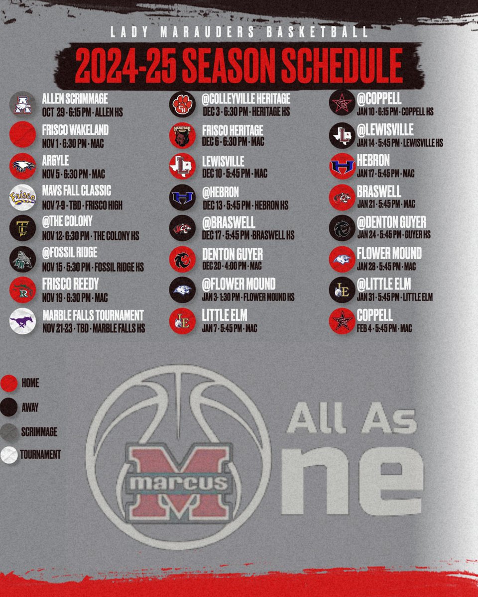 MarcusGBBall's tweet photo. 2024-25 Basketball Season is here!
Lady Marauders would LOVE to see you cheering from the stands as you support us! #AllasOne #WeAreMarcus https://t.co/H0oYUaRgM9