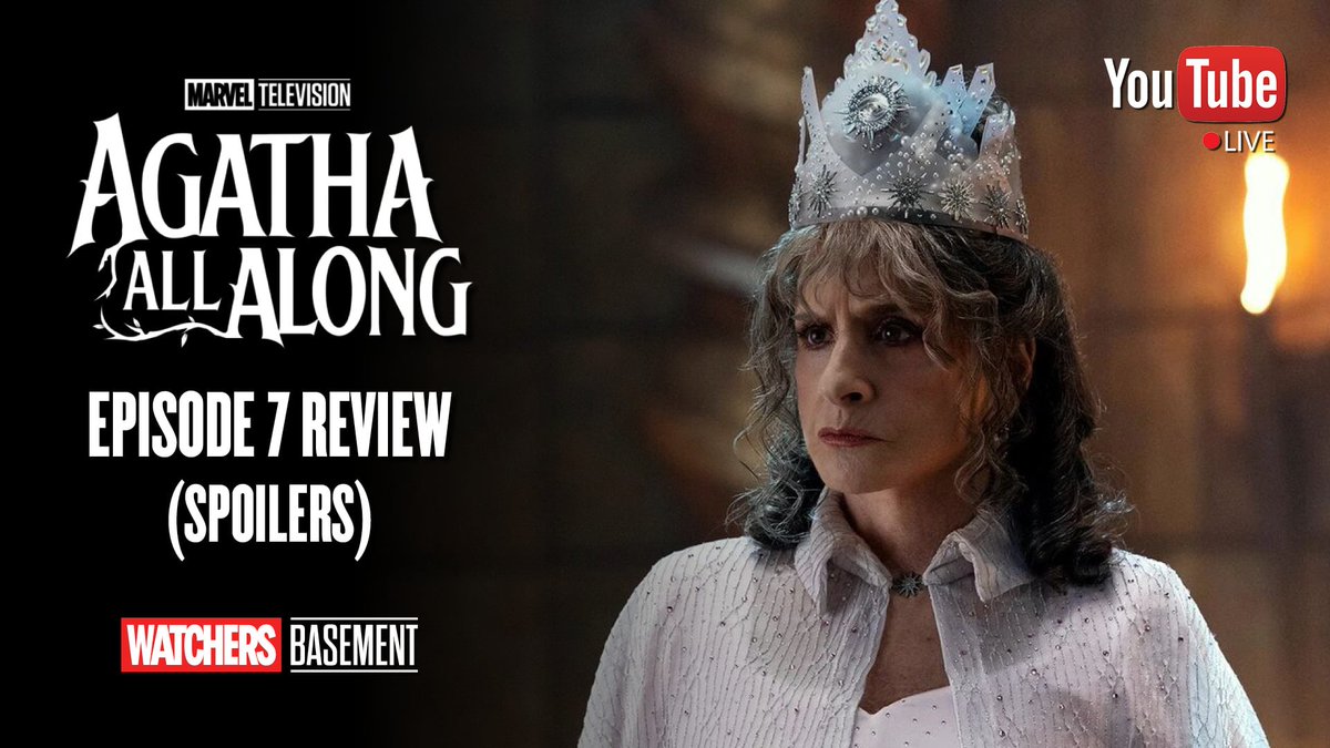WatchBasement's tweet photo. Lilia, the Divination Witch, returns and enters the spotlight to take on a trial that only she can. Join The Watchers TONIGHT at 7:30 p.m. as we break down the 7th episode titled “Death's Hand in Mine.” #AgathaAllAlong 

Subscribe and join the live chat: https://t.co/dIEMtZ7JUw https://t.co/g3iL5F4uUr