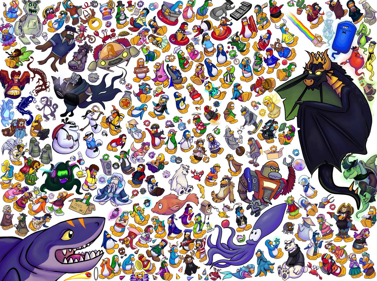 pinkiepieypufli's tweet photo. Daily Club Penguin character until the anniversary.

Day 200: @rocketsnail 

The beta hat has been added as well

We did it! Happy 19th anniversary, Club Penguin!!
Below you will find a link to the high quality version of the mural. https://t.co/oHUzZ0VVu2