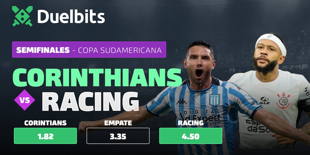 ⚽ ¡Semifinales de la Copa Sudamericana! ¡Corinthians vs Racing en un choque decisivo!

🔥 La Academia buscará dar la sorpresa en su visita al Timão y llevarse el partido. ¡Apostá por el triunfo de Racing y llevate una cuota de 4.50! 

¡Jugá ahora! 🔗 duel.bz/Corinthians-vs…