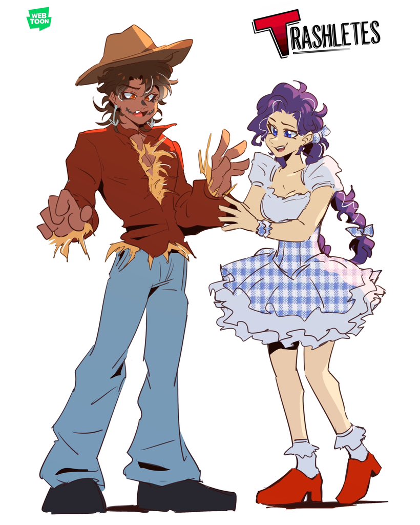 Webtoon OC tober Prompt 4 | Roma and Ace dressing up as Scarecrow and Dorothy! 🩵🍂 #webtoon_oc_tober 
▫️Read Trashletes on <a href="/webtooncanvas/">WEBTOON CANVAS</a> 
Link: webtoons.com/en/canvas/tras…
#drawwithcanvas #webtooncanvas #webtoon