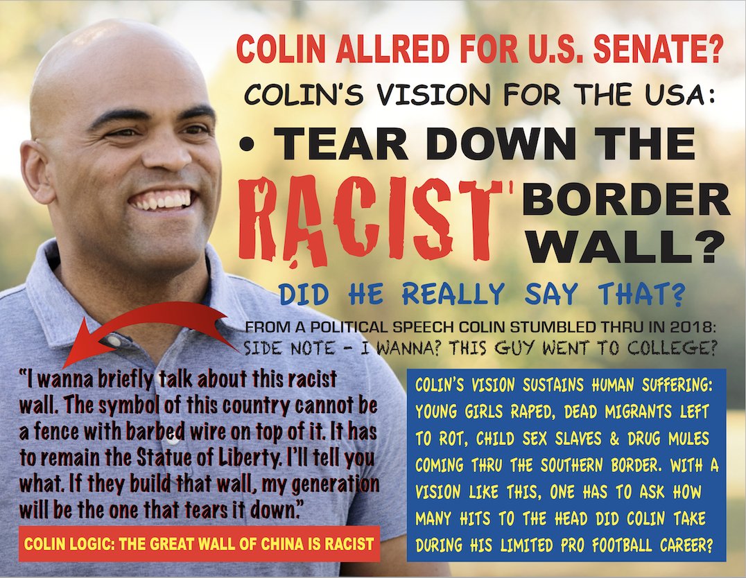 JohnRankin13's tweet image. Colin Allred thinks border walls are racist. #Texas #Dallas #FortWorth #SanAntonio #Houston #ElPaso #terrorism #CorpusCristi #Catholic #TikTokライブ #Moms #txlege #Texarkana #Children #Kamalasborder #Alamo #SaveNaama #Amarillo #Waco #Alamo #Lubbock #AssassinationAttempt #Vote2024