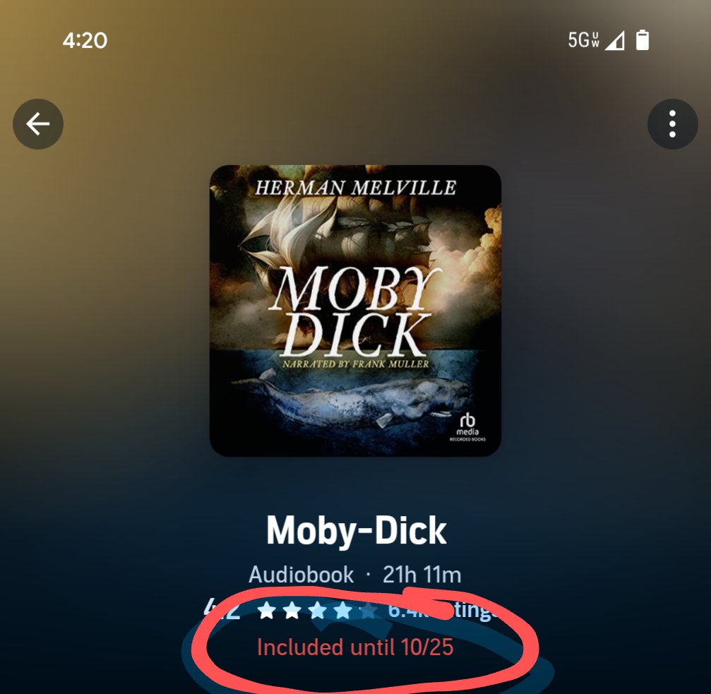 Please explain why after listening to this audiobook for what feels like 40 days and 40 nights this is being pulled back, .<a href="/audible_com/">Audible</a>?  

I just paid y'all $200+ for my annual subscription but an off copyright audiobook is a bridge too far?! #audible #booktwt