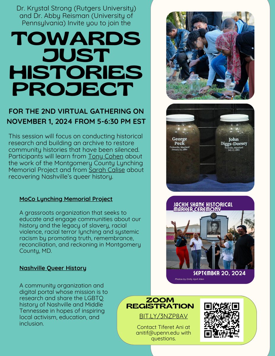 Tiferet Ani (@tmalkaa) on Twitter photo Join the Towards Just Histories Project for a gathering on reclaiming community histories through historical research & building an archive! Register at bit.ly/3NzP8av. @ReismanAbby <a href="/misskstrong/">Krystal Strong</a> Join the Towards Just Histories Project for a gathering on reclaiming community histories through historical research & building an archive! Register at bit.ly/3NzP8av. @ReismanAbby <a href="/misskstrong/">Krystal Strong</a>