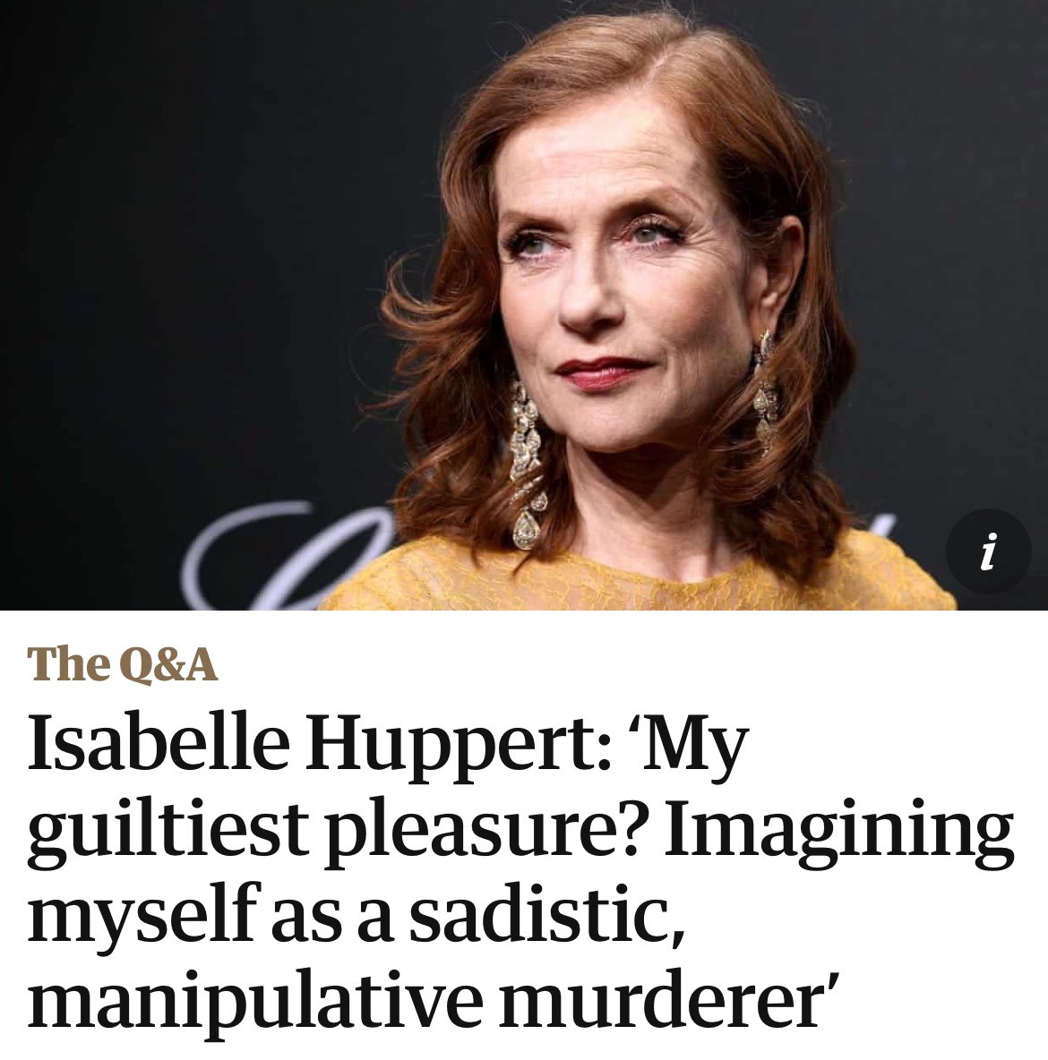 Babe wake up a new iconic Isabelle Huppert headline just dropped