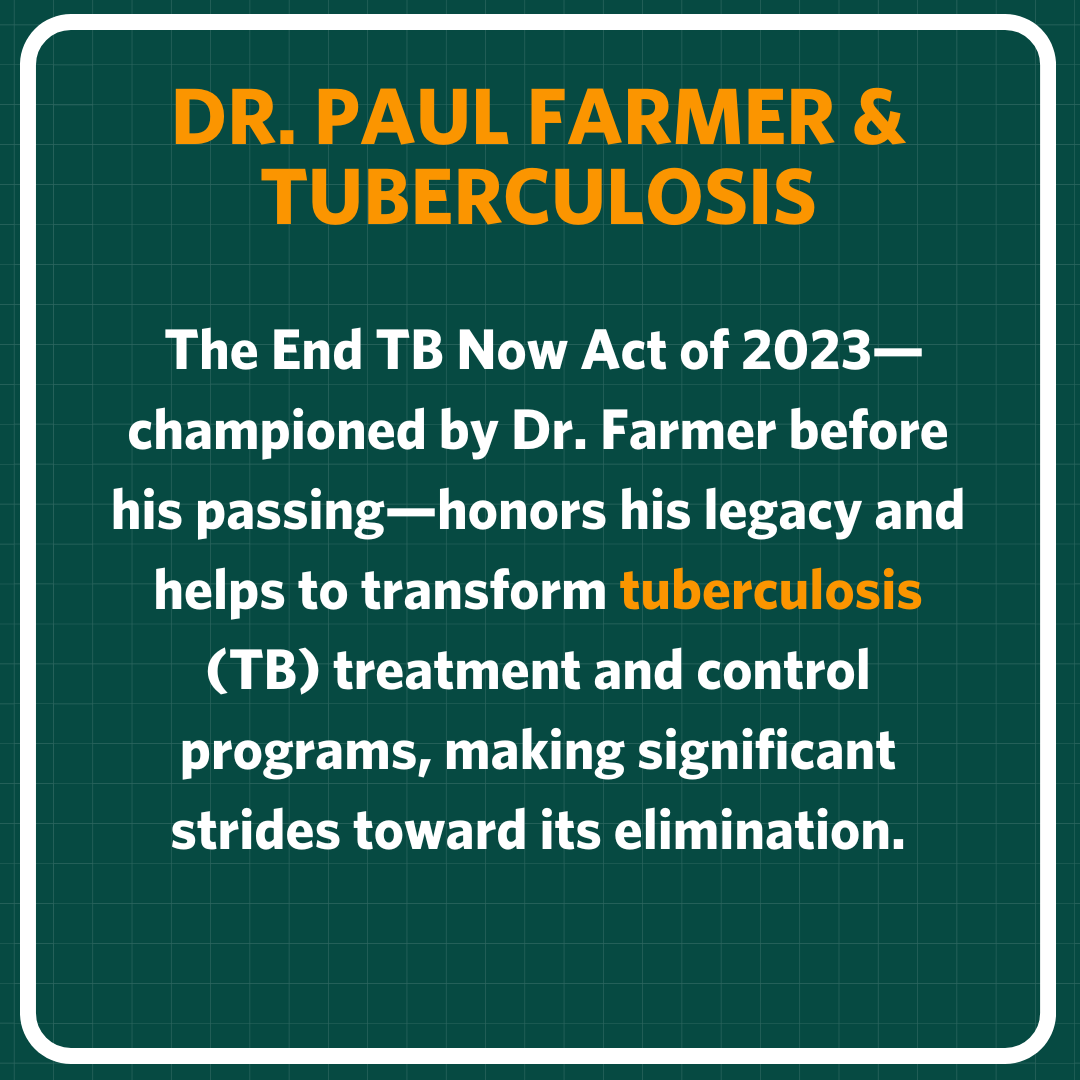 PIH's tweet photo. Dr. Paul Farmer's legacy in TB care continues through the End TB Now Act, passed unanimously in the Senate! 

Now, we need your help to get it through the House. 

Take 2 minutes to urge your Representative to bring it to a vote: https://t.co/R81iJeypwL https://t.co/GLcijJiPpI