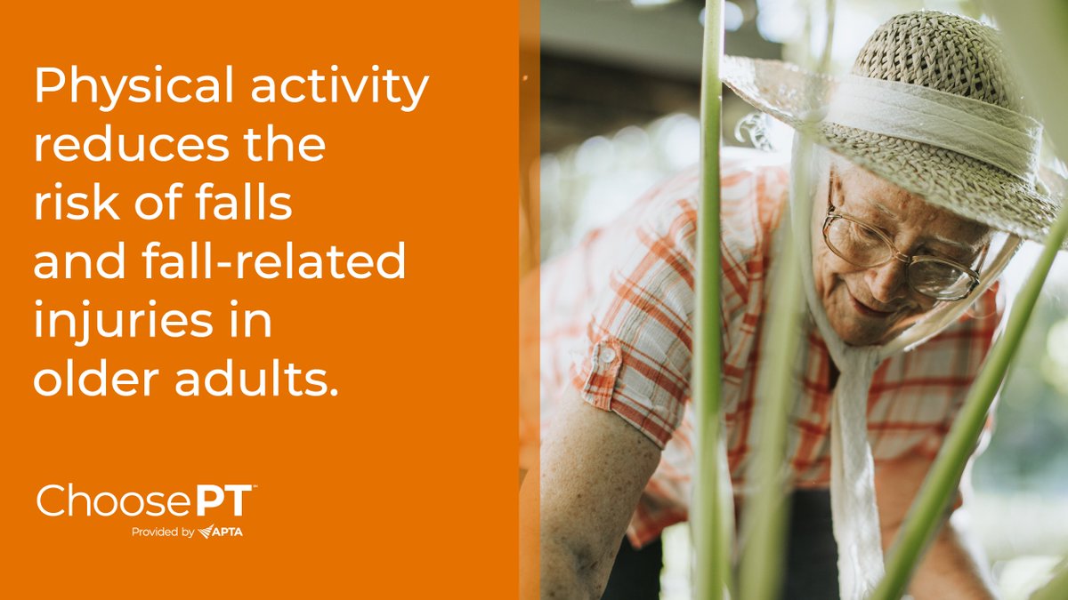 AcuteCareAPTA's tweet image. Staying active can significantly reduce the risk of falls and fall-related injuries in older adults. Physical therapists can help you stay mobile, strong, and independent. #FallsPrevention #ChoosePT #PTMonth