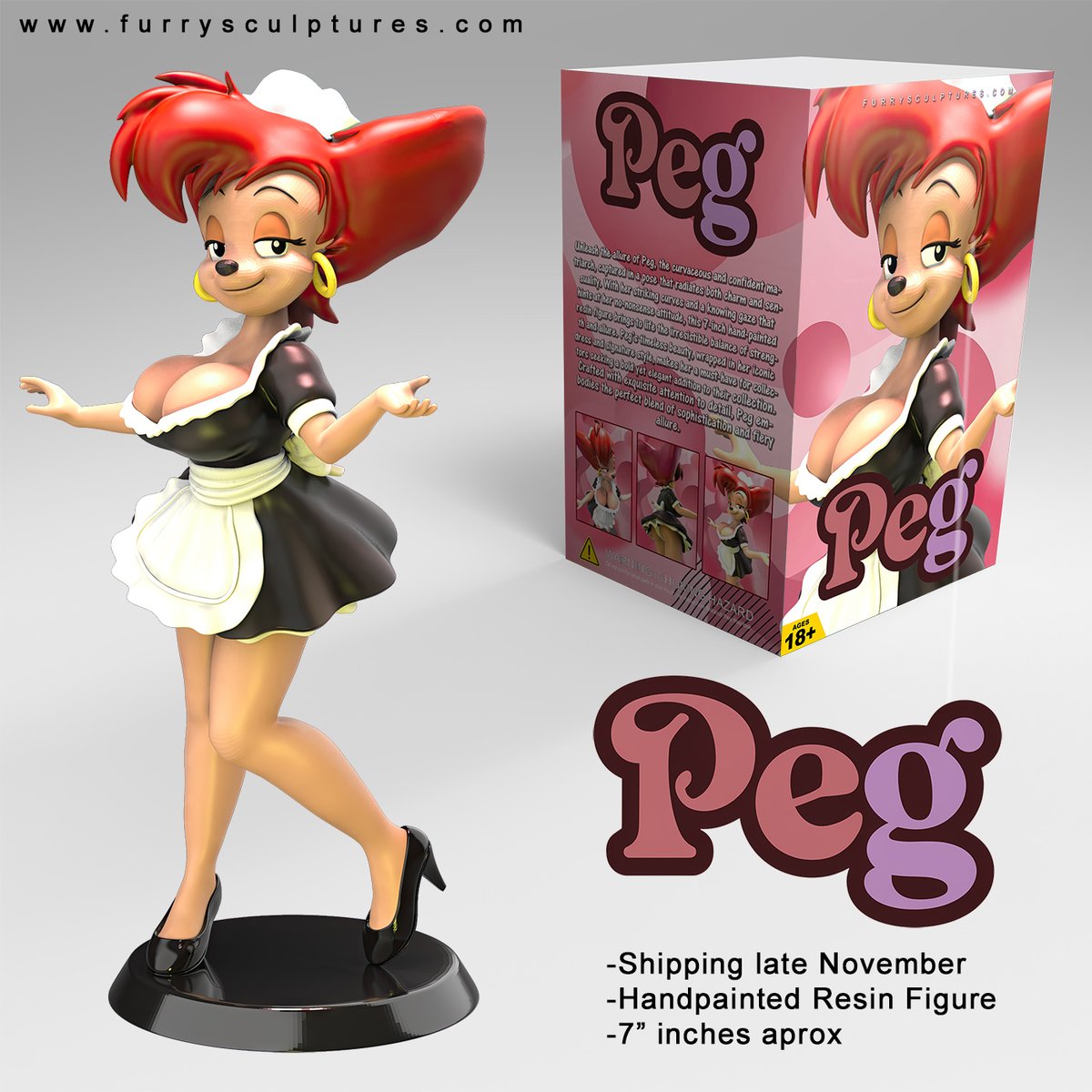 Peg, the ultimate MILF, brings her confident curves and timeless beauty to this 7-inch hand-painted figure. Sexy and bold, a must-have for collectors!, Order here: furrysculptures.com/producto/peg/