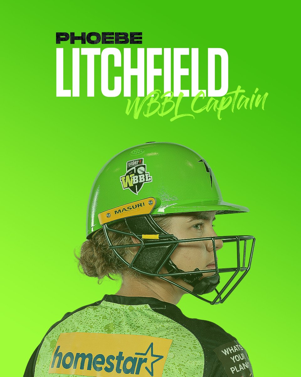 P Litchfield (C)

Superstar Phoebe Litchfield will captain the team for the upcoming Weber <a href="/WBBL/">Weber Women's Big Bash League</a> season ⚡️

Full release: bit.ly/4eY47XA