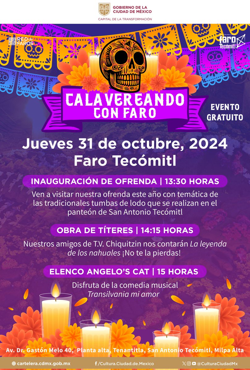 🏵💀Te invitamos a conocer y maravíllarte con nuestra increíble 𝑜𝑓𝑟𝑒𝑛𝑑𝑎 𝑎 𝑙𝑜𝑠 𝑚𝑢𝑒𝑟𝑡𝑜𝑠, disfrutar de nuestros amiguitos de 𝑇.𝑉 𝐶𝒉𝑖𝑞𝑢𝑖𝑡𝑧𝑖𝑛 y morir de la risa con la comedia musical "𝑇𝑟𝑎𝑛𝑠𝑖𝑙𝑣𝑎𝑛𝑖𝑎 𝑚𝑖 𝑎𝑚𝑜𝑟"
🕯️¡NO TE LO PUEDES PERDER!💀