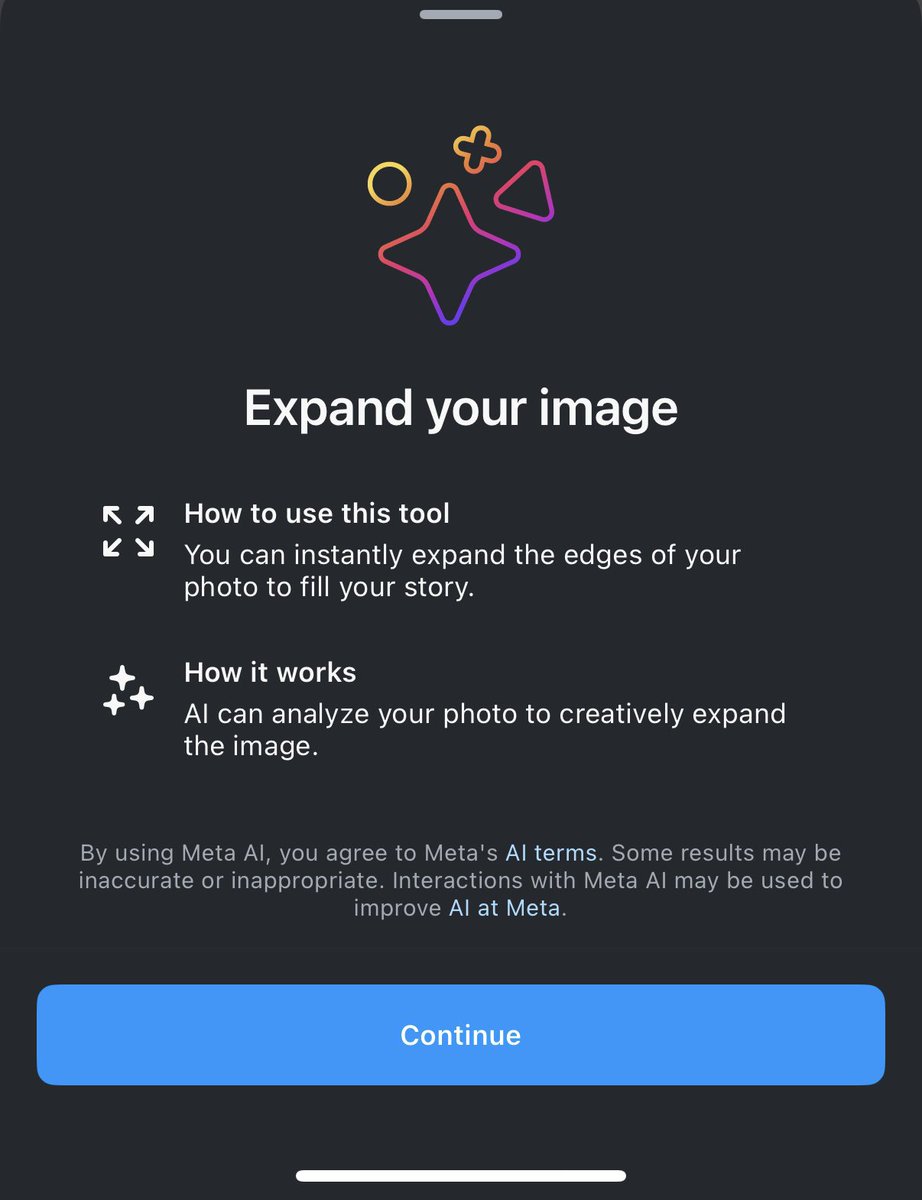 samsheffer's tweet photo. IG has an AI expander tool in Stories now https://t.co/PglOUVKkoG