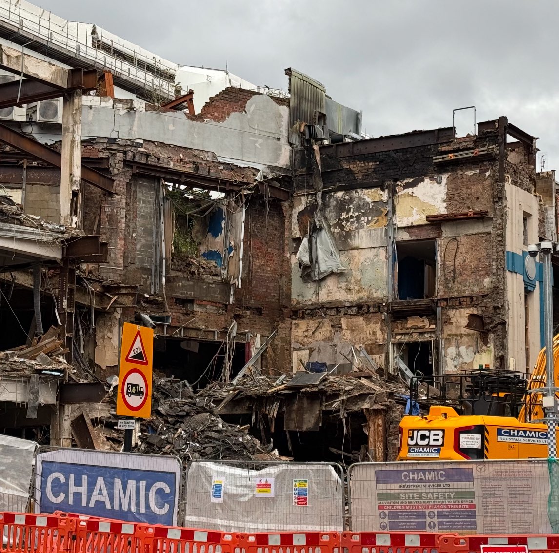 Demolition sadly continues at the ABC, revealing more layers &amp; details. Removal of the 1926 facade reveals more of the original 1870s octagonal brick panorama building behind; &amp; also just how solidly built the 1929 foyer block with lifts and stair core is increasingly obvious.